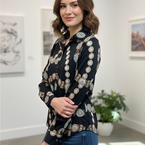 Ralph Lauren Elegant Black Patterned Women's Top